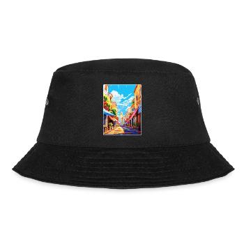 Perpignan Frankreich Vintage Reiseplakat Souvenir - Bucket Hat - Schwarz - Vorne - Lela (165cm)