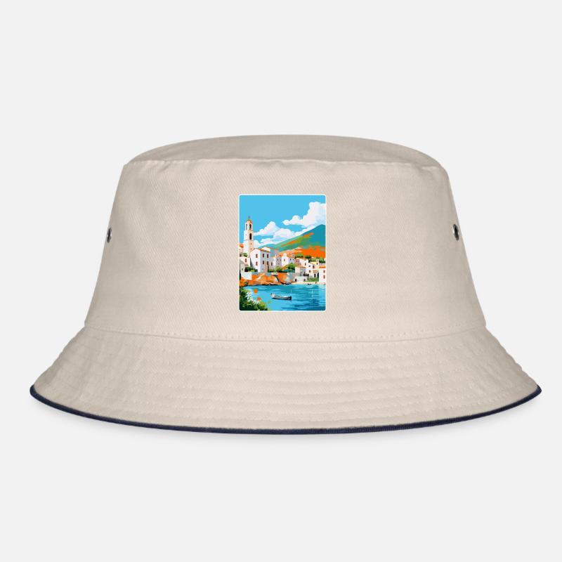 Cadaques Spanien Vintage Reiseplakat Souvenir WPA Bucket Hat