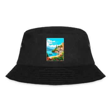 Mallorca Spanien Vintage Reiseplakat Souvenir WPA - Bucket Hat - Schwarz - Vorne - Lela (165cm)