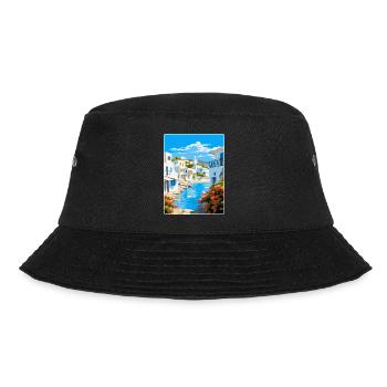 Paros Greece Vintage Travel Poster WPA Souvenir - Bucket Hat - black - Front - Lela (165cm)