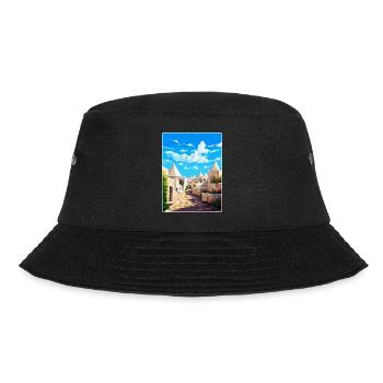 Alberobello Italien Vintage Reiseplakat Souvenir - Bucket Hat - Schwarz - Vorne - Lela (165cm)