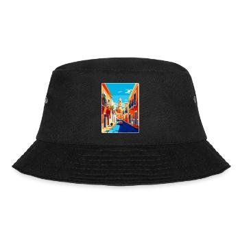 Jerez De La Frontera Spanien Vintage Reiseplakat - Bucket Hat - Schwarz - Vorne - Lela (165cm)