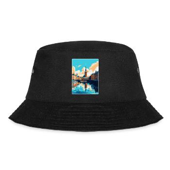 Hamburg Deutschland Vintage Reiseplakat Souvenir WPA - Bucket Hat - Schwarz - Vorne - Lela (165cm)