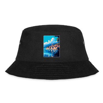 Cavtat Kroatien Vintage Reiseplakat Souvenir WPA - Bucket Hat - Schwarz - Vorne - Lela (165cm)
