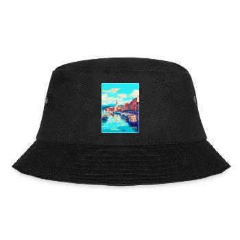 Saint Tropez Frankreich Vintage Reiseplakat Souvenir - Bucket Hat - Schwarz - Vorne - Lela (165cm)