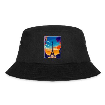 Eiffelturm Paris Frankreich Vintage Reiseplakat - Bucket Hat - Schwarz - Vorne - Lela (165cm)