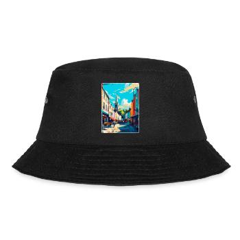 Galway Irland Uk Vintage Reiseplakat Souvenir - Bucket Hat - Schwarz - Vorne - Lela (165cm)