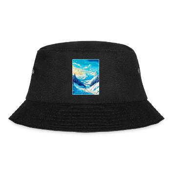 Laax Schweiz Vintage Reiseplakat Souvenir - Bucket Hat - Schwarz - Vorne - Lela (165cm)