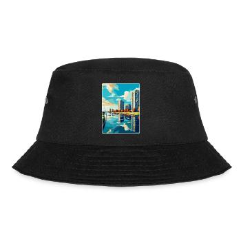 Almere Niederlande Vintage Reiseplakat Souvenir - Bucket Hat - Schwarz - Vorne - Lela (165cm)