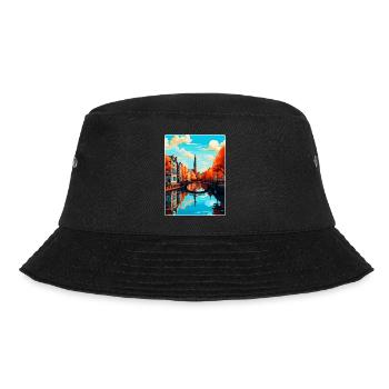 Amsterdam Niederlande Vintage Reiseplakat WPA - Bucket Hat - Schwarz - Vorne - Lela (165cm)