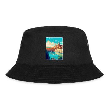 Marseille Frankreich Vintage Reiseplakat Souvenir - Bucket Hat - Schwarz - Vorne - Lela (165cm)
