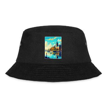 Stockholm Schweden Vintage Reiseplakat Souvenir - Bucket Hat - Schwarz - Vorne - Lela (165cm)