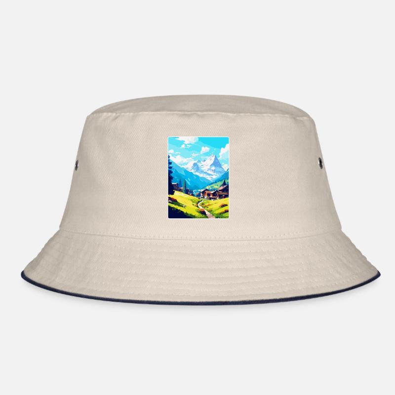 Adelboden Schweiz Vintage Reiseplakat WPA Bucket Hat