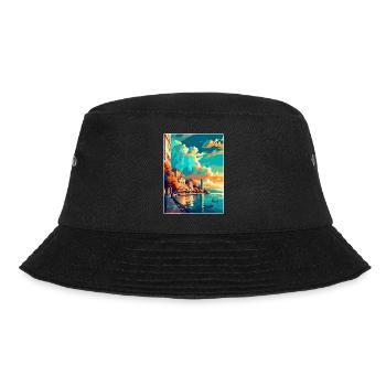 Thessaloniki Griechenland Vintage Reiseplakat Souvenir - Bucket Hat - Schwarz - Vorne - Lela (165cm)