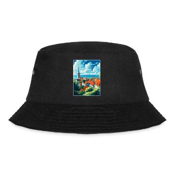 Visby Sweden Vintage Travel Poster WPA Souvenir - Bucket Hat - black - Front - Lela (165cm)