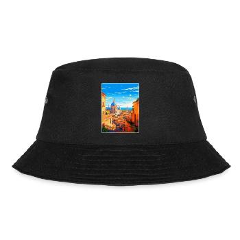 Rom Italien Vintage Reiseplakat Souvenir Souvenir - Bucket Hat - Schwarz - Vorne - Lela (165cm)
