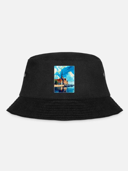 Rostock Deutschland Vintage Reiseplakat Souvenir WPA - Bucket Hat - Schwarz