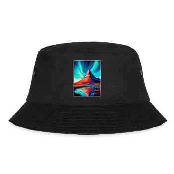 Kirkjufell Iceland Vintage Travel Poster Souvenir - Bucket Hat - black - Front - Lela (165cm)