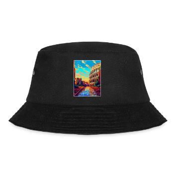 Rom Italien Vintage Reiseplakat Souvenir Souvenir - Bucket Hat - Schwarz - Vorne - Lela (165cm)