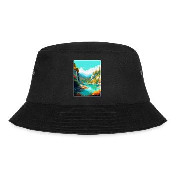 Peneda Geres Nationalpark Portugal Reiseplakat - Bucket Hat - Schwarz - Vorne - Lela (165cm)