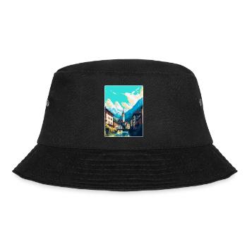 Chur Switzerland Vintage Travel Poster Souvenir - Bucket Hat - black - Front - Lela (165cm)