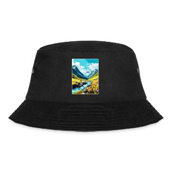 Hohe Tauern Österreich Vintage Reiseplakat Souvenir - Bucket Hat - Schwarz - Vorne - Lela (165cm)