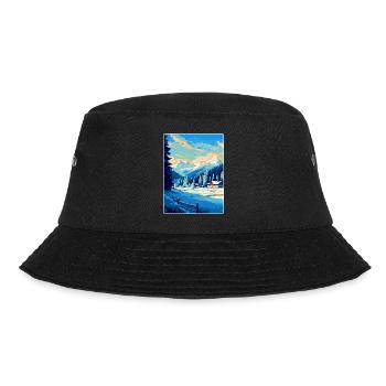 Kitzbuhel Austria Vintage Travel Poster Souvenir - Bucket Hat - black - Front - Lela (165cm)