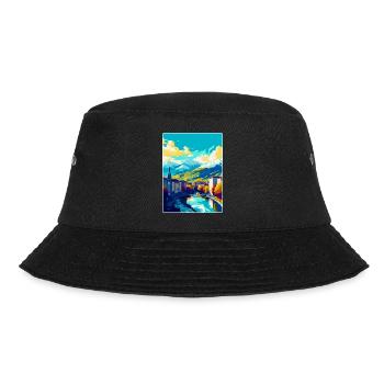 Grenoble Frankreich Vintage Reiseposter Souvenir WPA - Bucket Hat - Schwarz - Vorne - Lela (165cm)