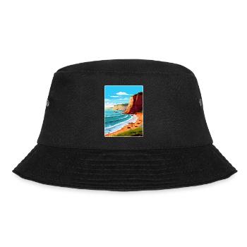 Torquay Cliffs England Uk Vintage Reiseposter - Bucket Hat - Schwarz - Vorne - Lela (165cm)