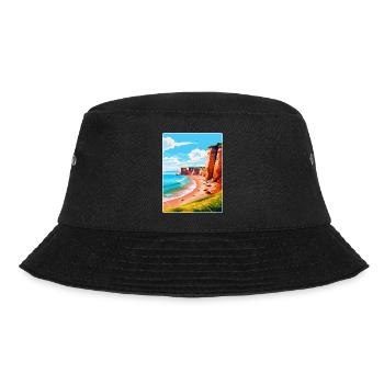 Torquay Cliffs England Uk Vintage Reiseposter - Bucket Hat - Schwarz - Vorne - Lela (165cm)