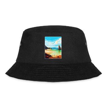 Isle Of Lewis Schottland Vereinigtes Königreich Vintage Reiseposter - Bucket Hat - Schwarz - Vorne - Lela (165cm)