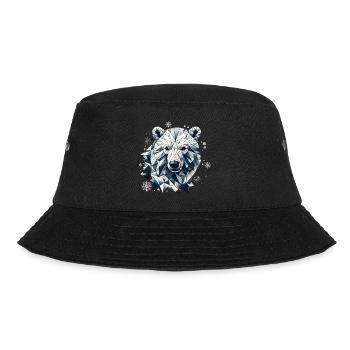 Geometric Polar Bear Head - Polygons Motif - Bucket Hat - black - Front - Lela (165cm)