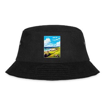 Isle Of Coll Schottland UK Vintage Reiseposter WPA - Bucket Hat - Schwarz - Vorne - Lela (165cm)