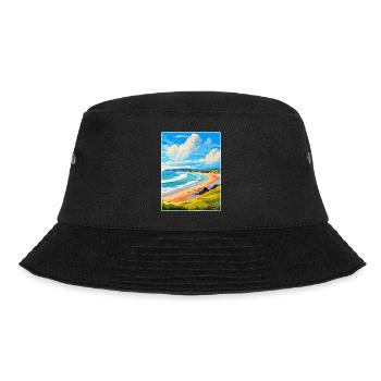 Woolacombe Devon Vintage Travel Poster Souvenir - Bucket Hat - black - Front - Lela (165cm)