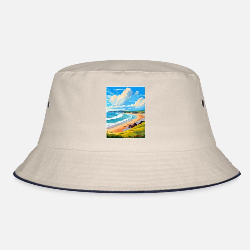 Woolacombe Devon Vintage Travel Poster Souvenir Bucket Hat