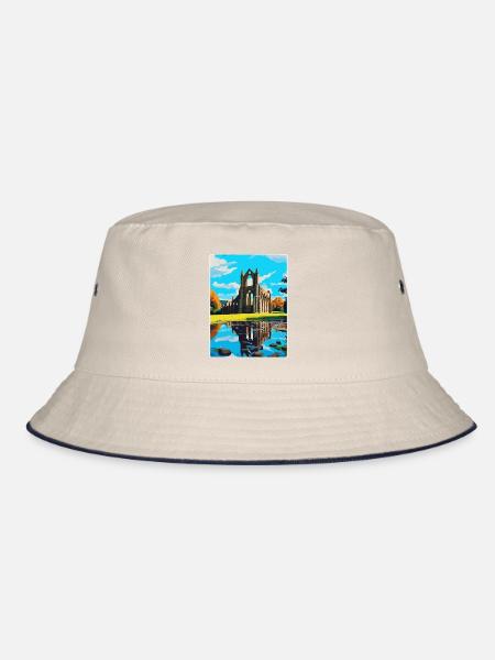 Bolton Abbey England Uk Reise Poster Souvenir WPA - Bucket Hat - Natur/Navy - Vorne