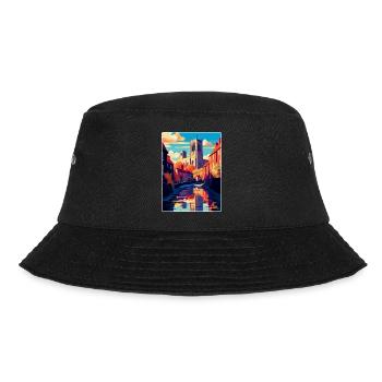 Durham England Uk Vintage Reiseposter Souvenir - Bucket Hat - Schwarz - Vorne - Lela (165cm)