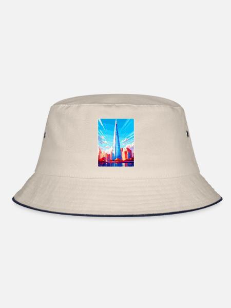 The Shard England Uk Reiseposter Souvenir WPA - Bucket Hat - Natur/Navy - Vorne