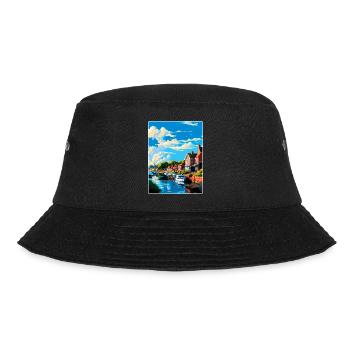 Woodbridge England Uk Reiseposter Souvenir WPA - Bucket Hat - Schwarz - Vorne - Lela (165cm)