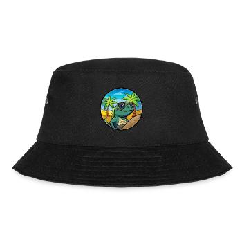 Eidechse Lustige Cartoon Sommer Strand Sonnenbrille Cool - Bucket Hat - Schwarz - Vorne - Lela (165cm)