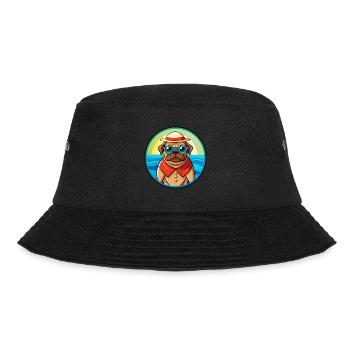 Pug Dog Funny Cartoon Summer Beach Sunglasses Cool - Bucket Hat - black - Front - Lela (165cm)
