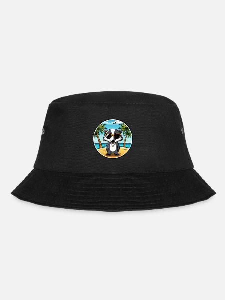 Dachs Lustige Cartoon Sommer Strand Sonnenbrille Cool - Bucket Hat - Schwarz