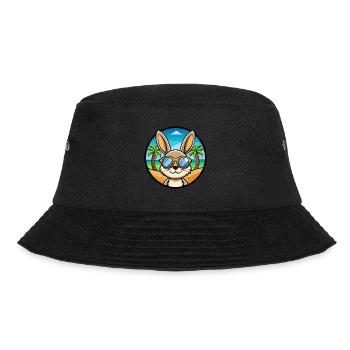 Kaninchen Lustige Cartoon Sommer Strand Sonnenbrille Cool - Bucket Hat - Schwarz - Vorne - Lela (165cm)