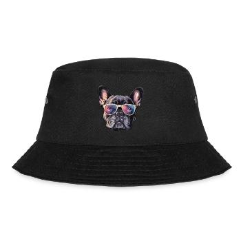 Französische Bulldogge, Frenchie, French Bulldog, - Bucket Hat - Schwarz - Vorne - Lela (165cm)
