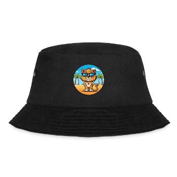 Liger Hybrid Lion Tiger Cat Breed Cartoon Beach - Bucket Hat - black - Front - Lela (165cm)