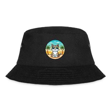 American Wirehair Cat Breed Cartoon Sunglass Beach - Bucket Hat - black - Front - Lela (165cm)