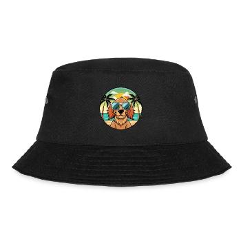 Field Spaniel Hund Rasse Cartoon Sonnenbrille Strand - Bucket Hat - Schwarz - Vorne - Lela (165cm)