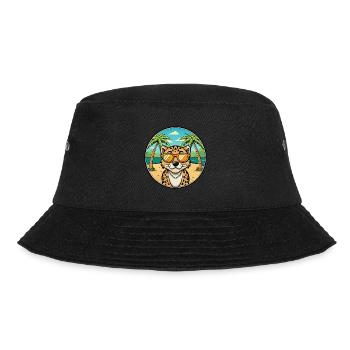 Leopard Cur Dog Breed Cartoon Sunglasses Beach - Bucket Hat - black - Front - Lela (165cm)