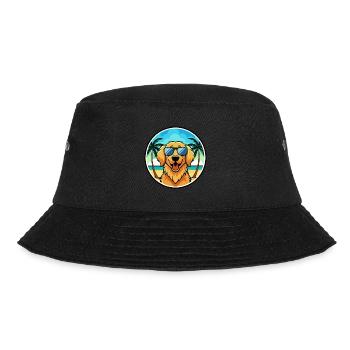 Golden Retriever Dog Breed Cartoon Sunglass Beach - Bucket Hat - black - Front - Lela (165cm)