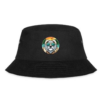 Tibetan Terrier Dog Breed Cartoon Sunglasses Beach - Bucket Hat - black - Front - Lela (165cm)